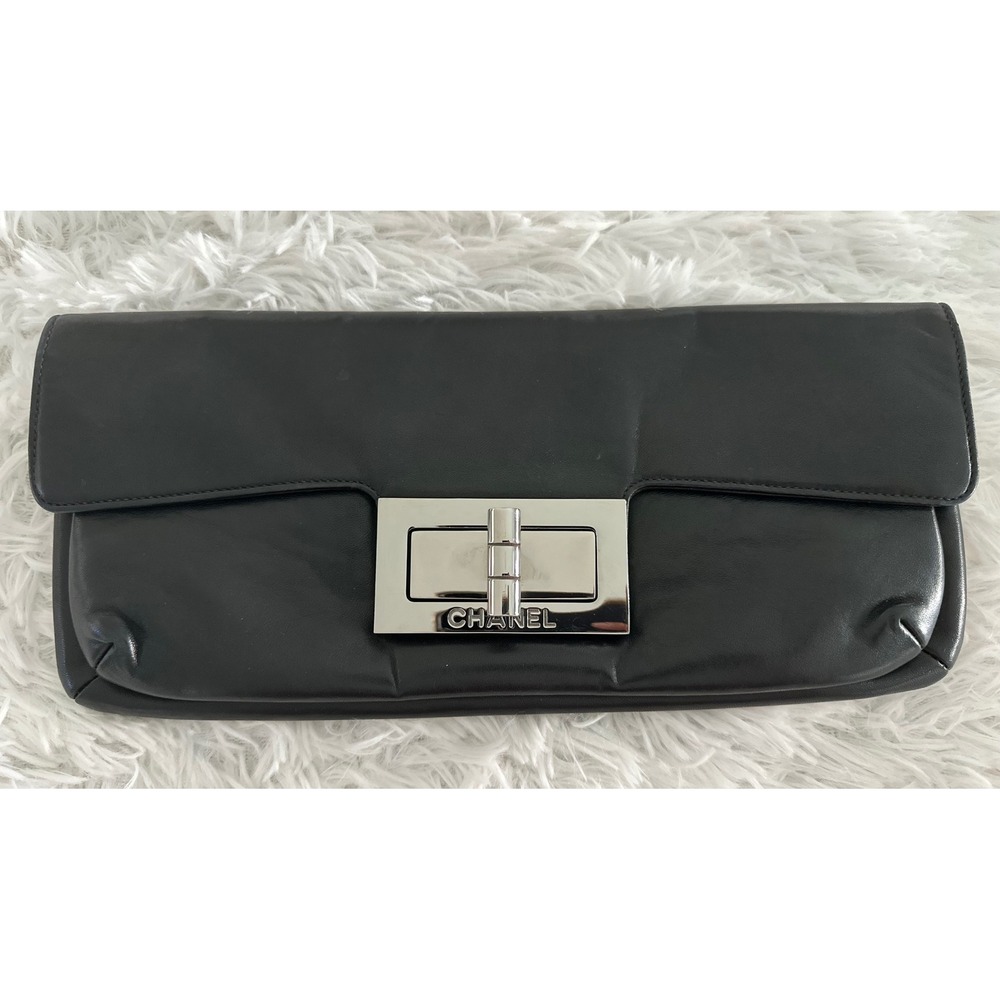CHANEL Giant Reissue Mademoiselle Lock Flap Lambskin Leather Clutch Bag Handbag